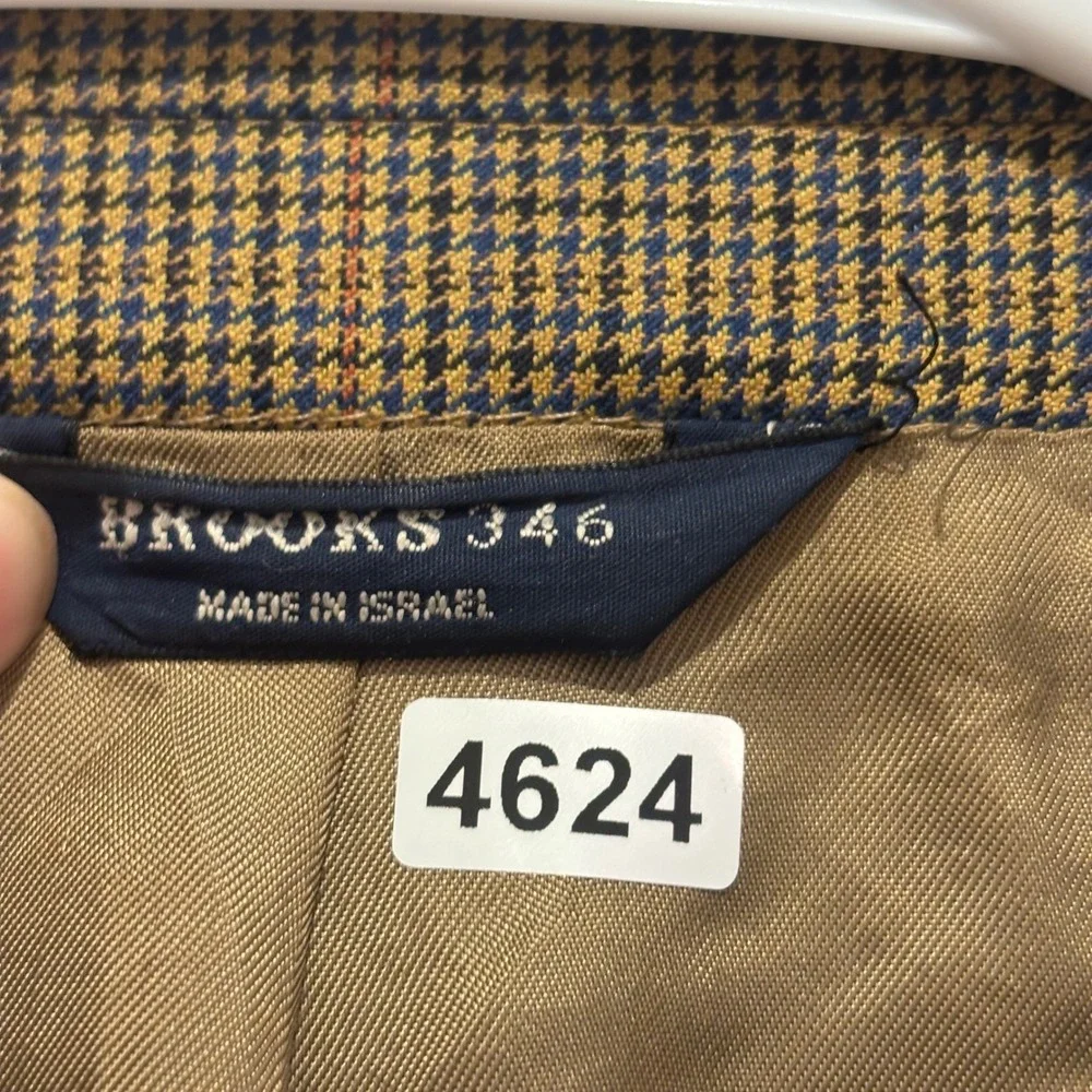 Brooks Brothers 346 Mens 46R Brown Houndstooth Super 100s Wool 3 Button Blazer